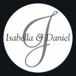 Maßgeschneiderte Monogramm-Hochzeitbridal-Coupels Runder Aufkleber<br><div class="desc">Maßgeschneiderte Aufkleber für den Umschlag Aufkleber von Monogram-Hochzeitbridal</div>