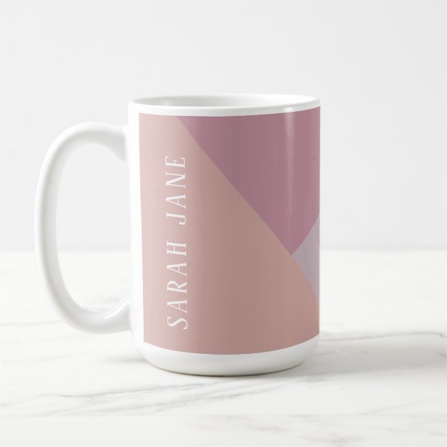 Maßgeschneiderte Monogramm-Tasse mit hellrosa Teto Kaffeetasse (Links)