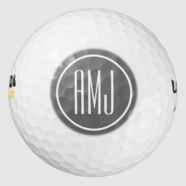 Maßgeschneiderte Monogramme in silbergrau und weiß Golfball