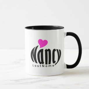 Maßgeschneiderte "Nancy" in Schwarz/Weiß, Rosa Her Tasse