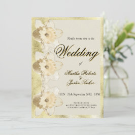 Maßgeschneiderte Narcissui-Blume mit Goldrahmen Einladung