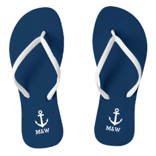 Maßgeschneiderte nautische Monogramm Strand Hochze Flip Flops