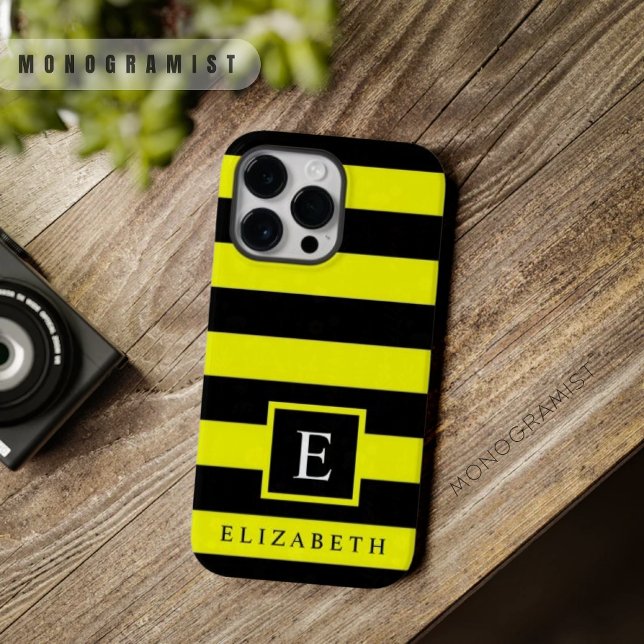 Maßgeschneiderte, neongelbe schwarze Streifen Case-Mate iPhone Hülle (BLACK YELLOW PHONE CASE
)