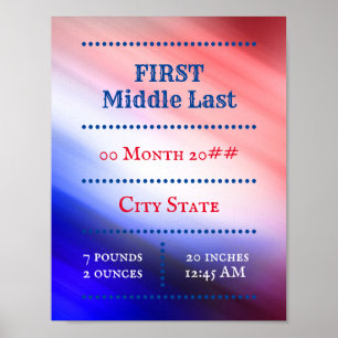 Maßgeschneiderte Neugeborene Rot Blau Poster