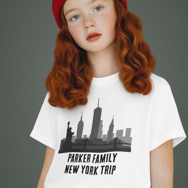 Maßgeschneiderte New Yorker Trip Skyline-Kinder T-Shirt (Von Creator hochgeladen)