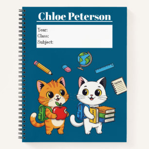 Maßgeschneiderte Niedliche Katzen Zurück-zur-Schul Notizbuch