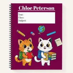 Maßgeschneiderte Niedliche Katzen Zurück-zur-Schul Notizbuch