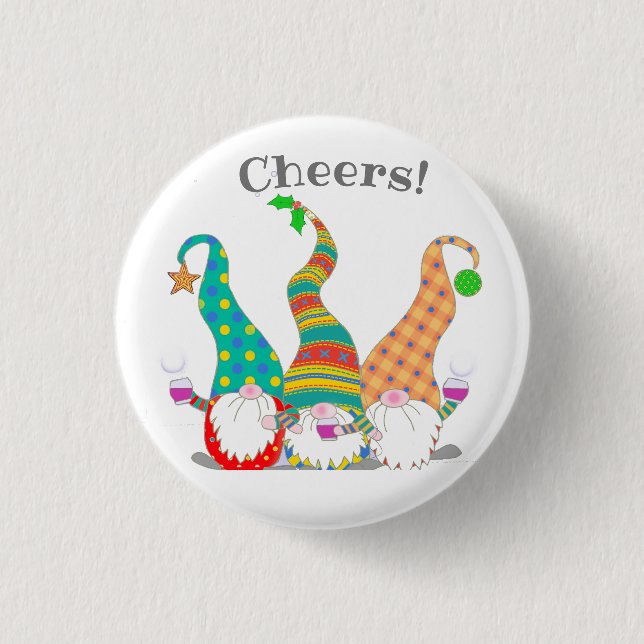 Maßgeschneiderte Niedliche nordische Gnome feiern  Button (Vorderseite)