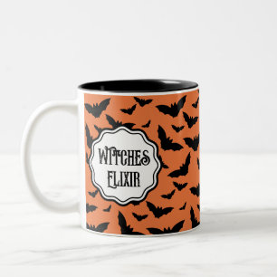 Maßgeschneiderte Orange Black Bat Hexen Elixier Zweifarbige Tasse