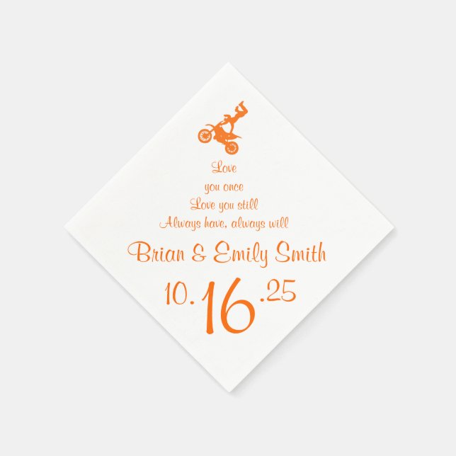 Maßgeschneiderte orange motocross-biker Papierserv Serviette (Ecke)