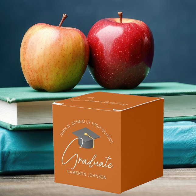 Maßgeschneiderte Orange Square Graduierungsparty Geschenkschachtel (Von Creator hochgeladen)