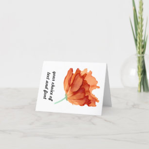 Maßgeschneiderte orangefarbene Blumenkarte Dankeskarte