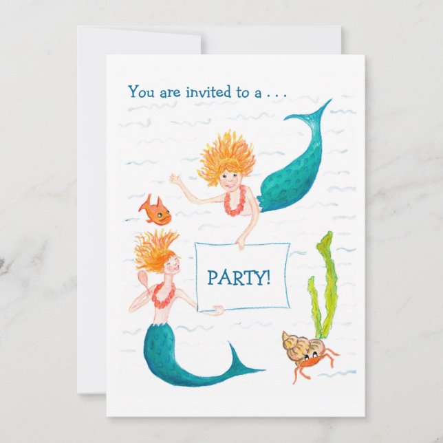 Maßgeschneiderte Party Einladung - Mermaids (Vorderseite)