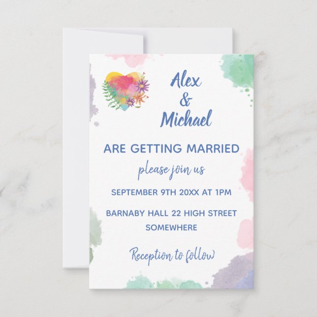 Maßgeschneiderte Pastel-Liebe Einladung (Vorderseite)