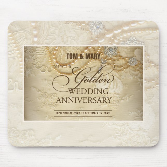 Maßgeschneiderte Perlen zum 50. Hochzeitstag Mousepad (Vorne)