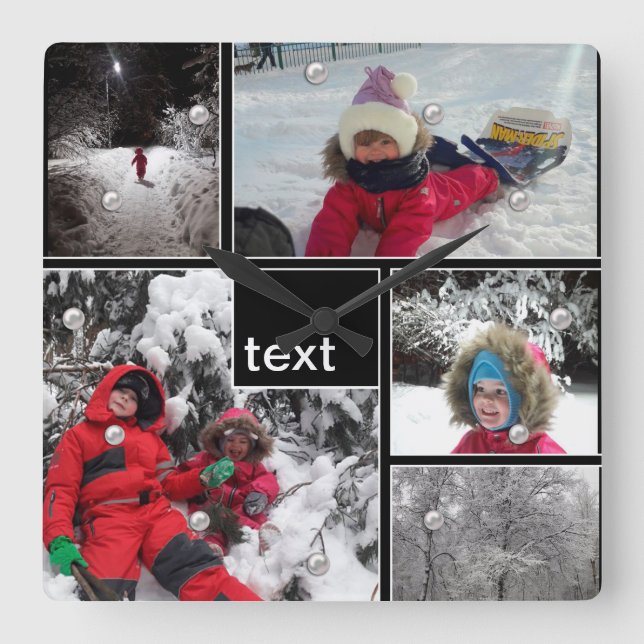 Maßgeschneiderte personalisierte Patches quadriere Quadratische Wanduhr (Vorderseite)