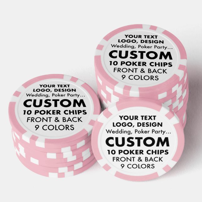 Maßgeschneiderte personalisierte PINK Poker Chips  (Stapel)
