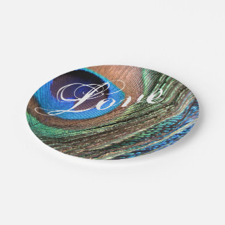 Maßgeschneiderte Pfauenfederplatte Pappteller