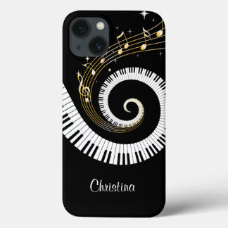 Maßgeschneiderte Piano Keys und Gold Musiknoten Case-Mate iPhone Hülle