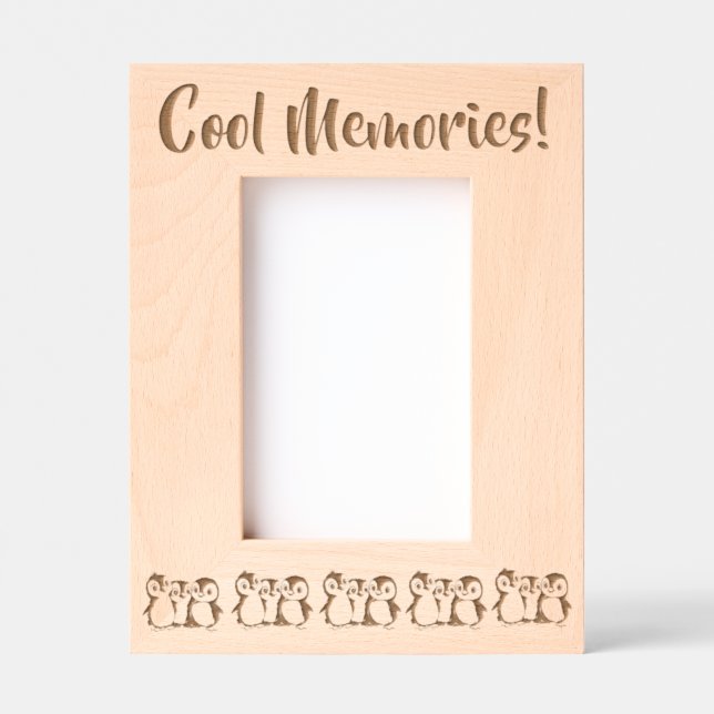 Maßgeschneiderte Pinguine, Coole Erinnerungen, 4 x Geätzte Rahmen (Vorderseite)