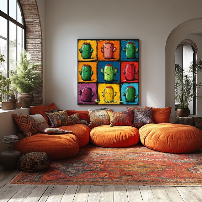 Maßgeschneiderte Pop Art Cactus Grid Wall Art Poster (Von Creator hochgeladen)