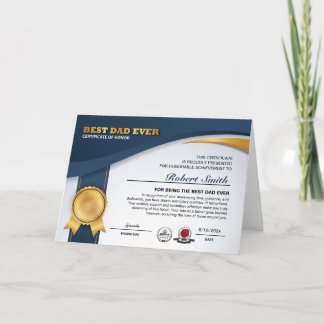 Maßgeschneiderte Prämienkarte für den besten Vater Feiertagskarte