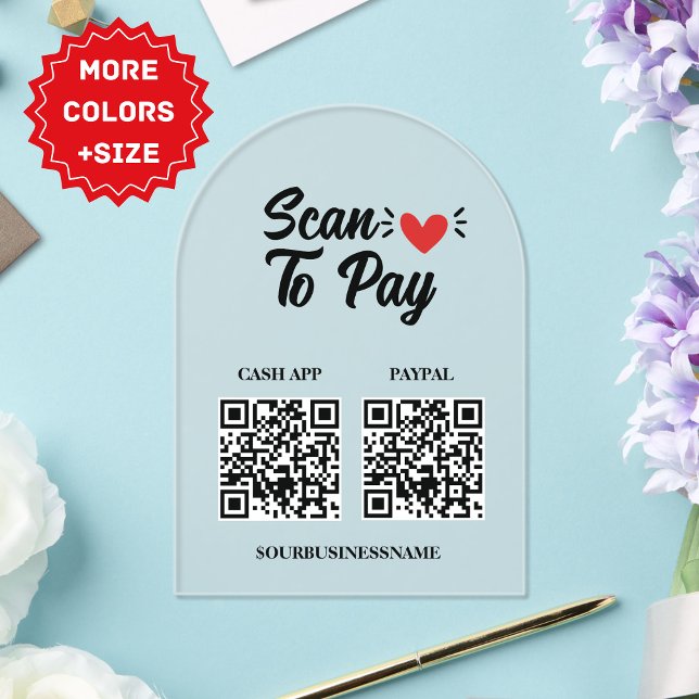 Maßgeschneiderte Prüfung für das Pay-Sign-System - Acryleinladungen (Customizable Scan to Pay Sign - Boost Your Small B Acrylic Invitations)