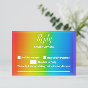 Maßgeschneiderte Rainbow-Antwortkarten Begleitkarte