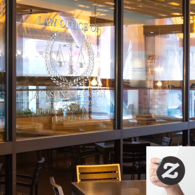 Maßgeschneiderte Rechtsanwaltskanzlei für Silber a Fensteraufkleber (Restaurantfenster)
