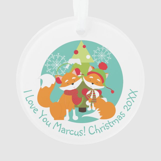 Maßgeschneiderte Red Fox Weihnachtsakrylverzierung Ornament (Rückseite)