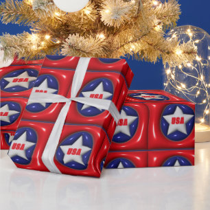Maßgeschneiderte Red White and Blue Star USA Geschenkpapier