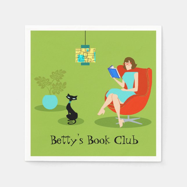 Maßgeschneiderte Retro Reading weiblichen Papiers  Serviette (Vorderseite)