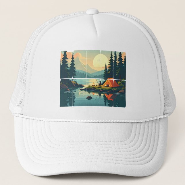 Maßgeschneiderte Retro-Touch Gras im Freien Typogr Truckerkappe (Vorderseite)