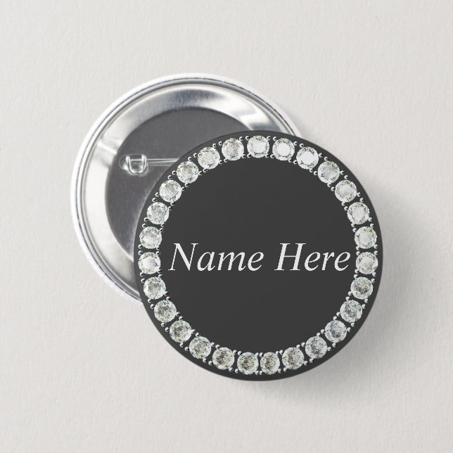 Maßgeschneiderte Rhinestone grau Button (Vorne & Hinten)