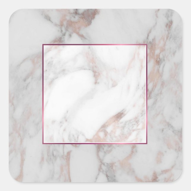 Maßgeschneiderte Rose Gold Marble Elegante Blank T Quadratischer Aufkleber (Vorderseite)