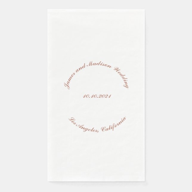 Maßgeschneiderte Rose Gold Skript gebogen Name Dat Serviette (Vorderseite)