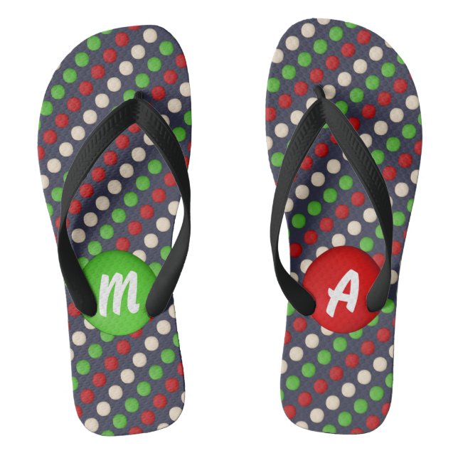 Maßgeschneiderte rot-grüne weiße Punkte Flip Flops (Fußbett)