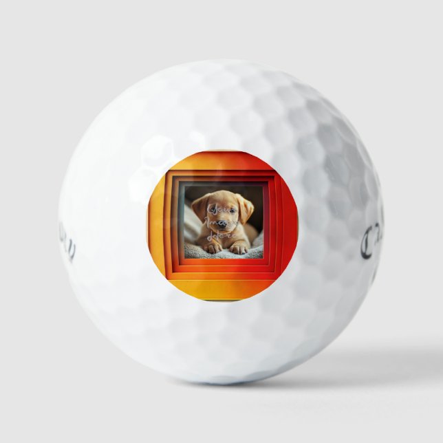 Maßgeschneiderte rote orangefarbene Rahmenfarben Golfball (Vorderseite)