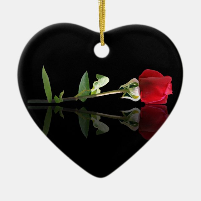 Maßgeschneiderte Rote Rose Keramik Ornament (Vorne)