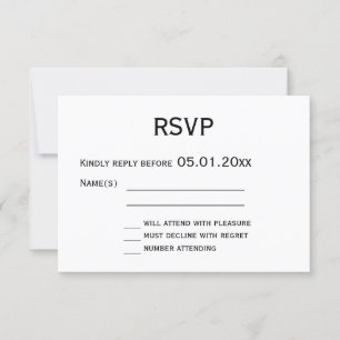 Maßgeschneiderte RSVP-Karten für Schwarz und Weiß RSVP Karte
