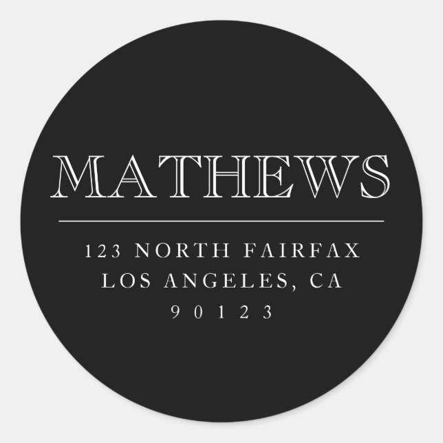Maßgeschneiderte Rücksendeadresse Klassischer Rund Runder Aufkleber (Vorderseite)