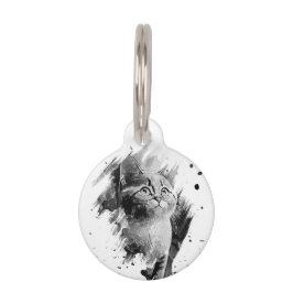 Maßgeschneiderte, runde Schwarz-Weiß-Malerei Pet I Haustiermarke