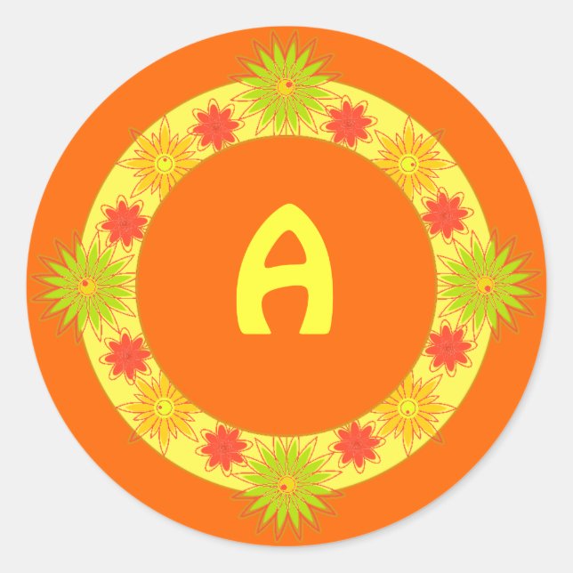 Maßgeschneiderte Rundkleber mit gelben Blumen Runder Aufkleber (Vorderseite)