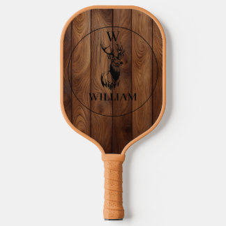 Maßgeschneiderte rustikale Holztextur & Hirschmono Pickleball Schläger