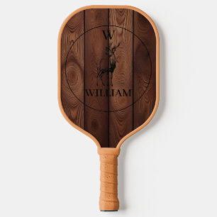 Maßgeschneiderte rustikale Holztextur & Hirschmono Pickleball Schläger