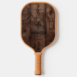 Maßgeschneiderte rustikale Holztextur & Hirschmono Pickleball Schläger
