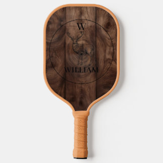 Maßgeschneiderte rustikale Holztextur & Hirschmono Pickleball Schläger