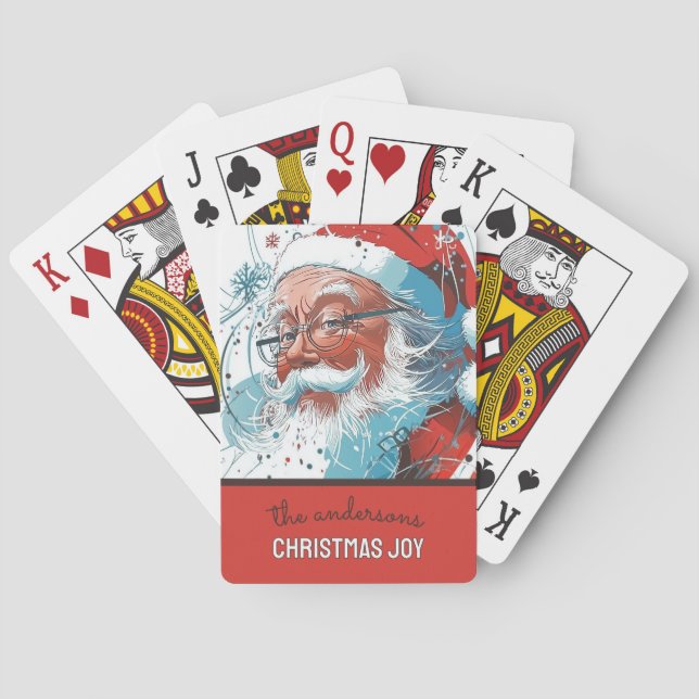 Maßgeschneiderte Santa Illustration Spielkarten (Rückseite)