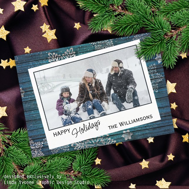 Maßgeschneiderte Schneeflocken und Holzplanen Feiertagskarte (Von Creator hochgeladen)