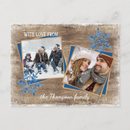 Maßgeschneiderte Schneeflocken und Holzplanen Postkarte